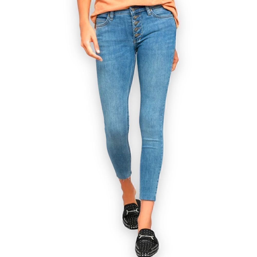 Free People Ankle Exposed Button Fly Jeans